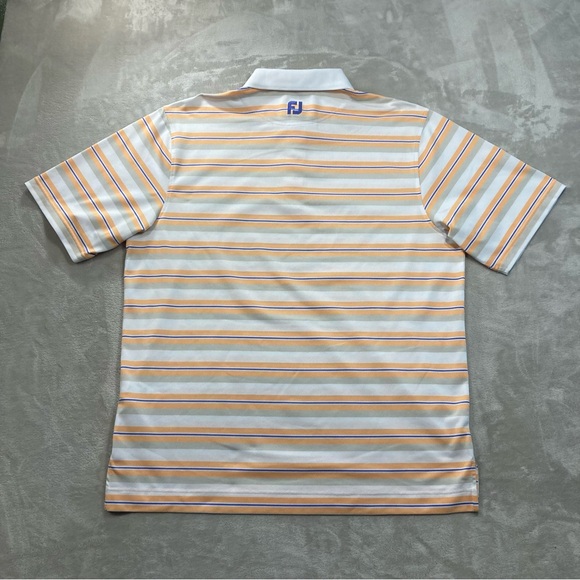 Footjoy Orange White Grey Striped Polo Shirt Golf Men's Sz L - Picture 4 of 10
